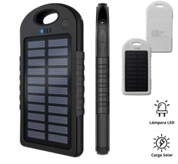 POWER BANK CON CARGA SOLAR Y LUZ LED