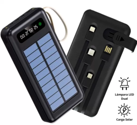 POWER BANK SOLAR 4 EN 1 DE 12,000 mAh